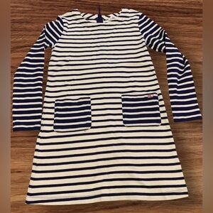 Vineyard Vines Girls Nautical Striped Long Sleeve Dress Size 7/8 Pockets Party